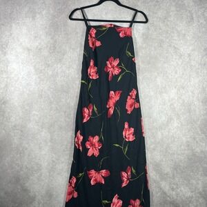 Vintage Expressions‎ Maxi Dress Womens 10 Black Red Floral Dark Romantic Fairy